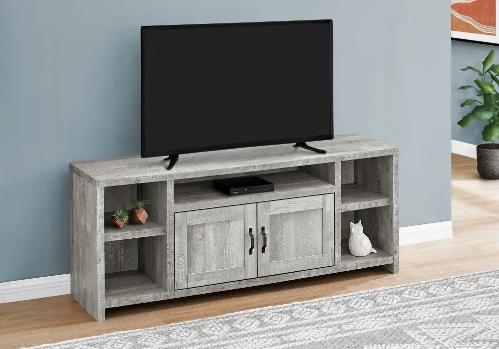 Farmhouse 60 Inch Grey Reclaimed Wood TV Stand-1
