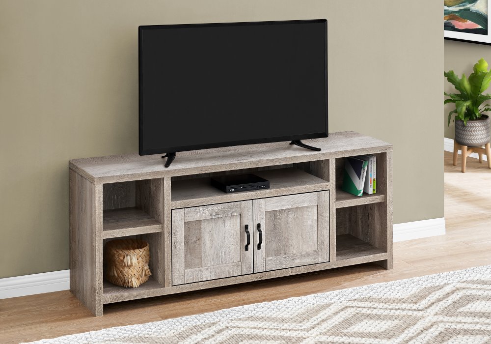 112561985 Farmhouse 60 Inch Taupe Reclaimed Wood TV Stand sku 112561985