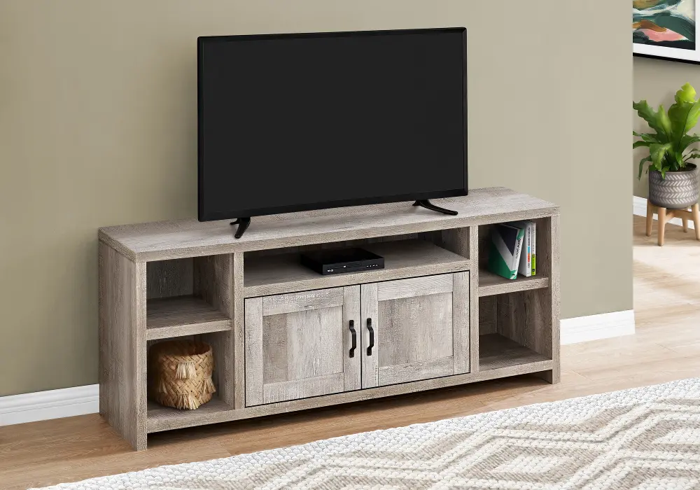 Farmhouse 60 Inch Taupe Reclaimed Wood TV Stand-1