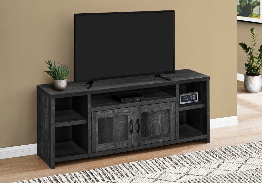 112561993 Farmhouse 60 Inch Black Reclaimed Wood TV Stand sku 112561993