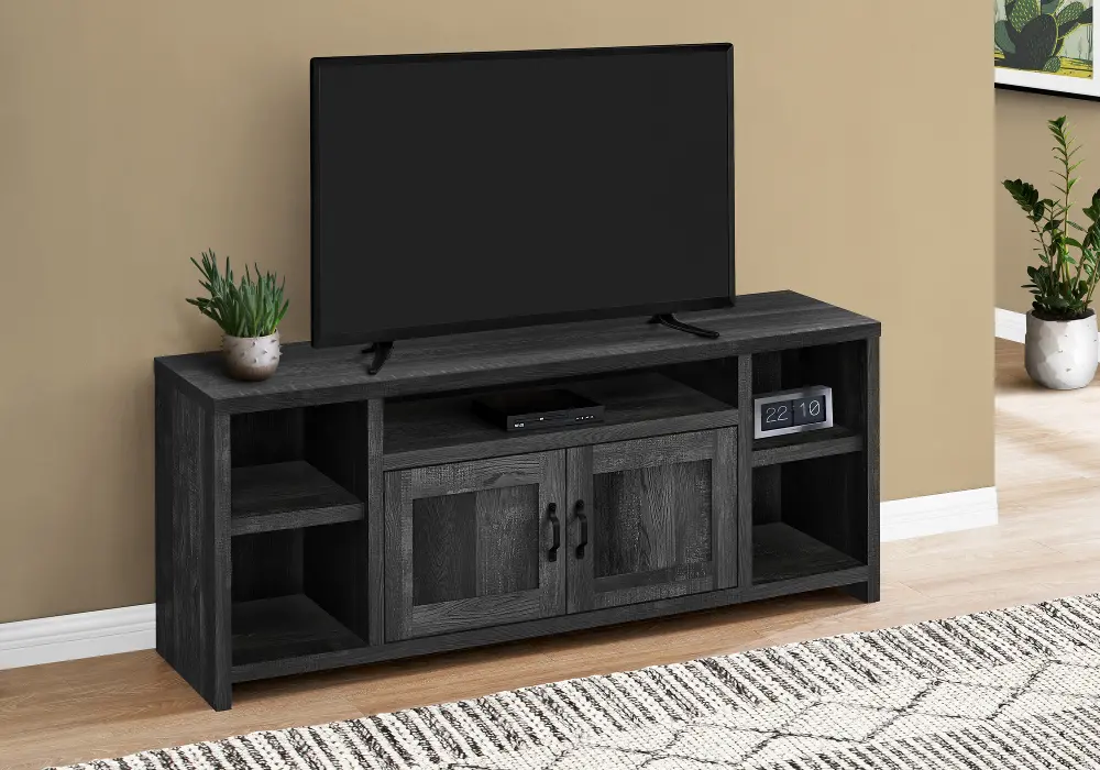 Farmhouse 60 Inch Black Reclaimed Wood TV Stand-1