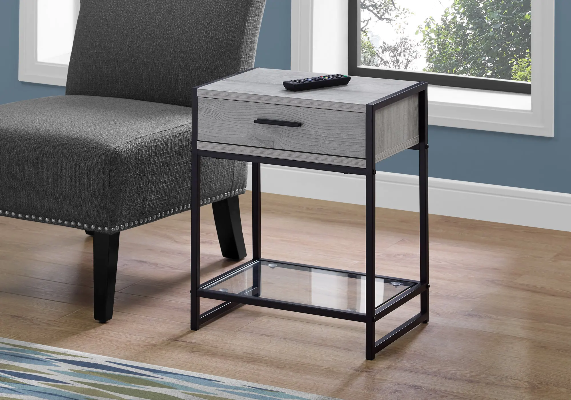 Industrial Grey One Drawer Accent Table