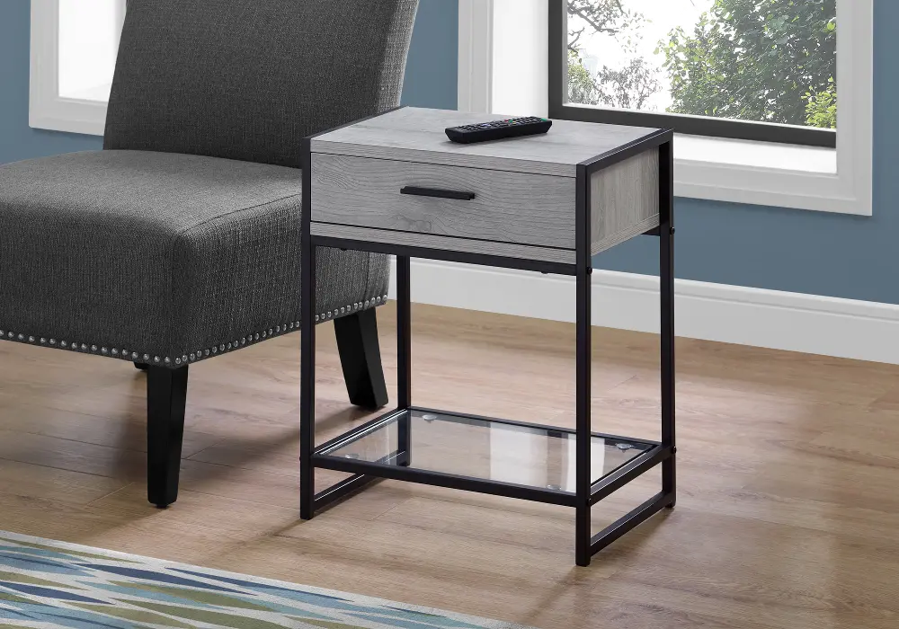 Industrial Grey One Drawer Accent Table-1