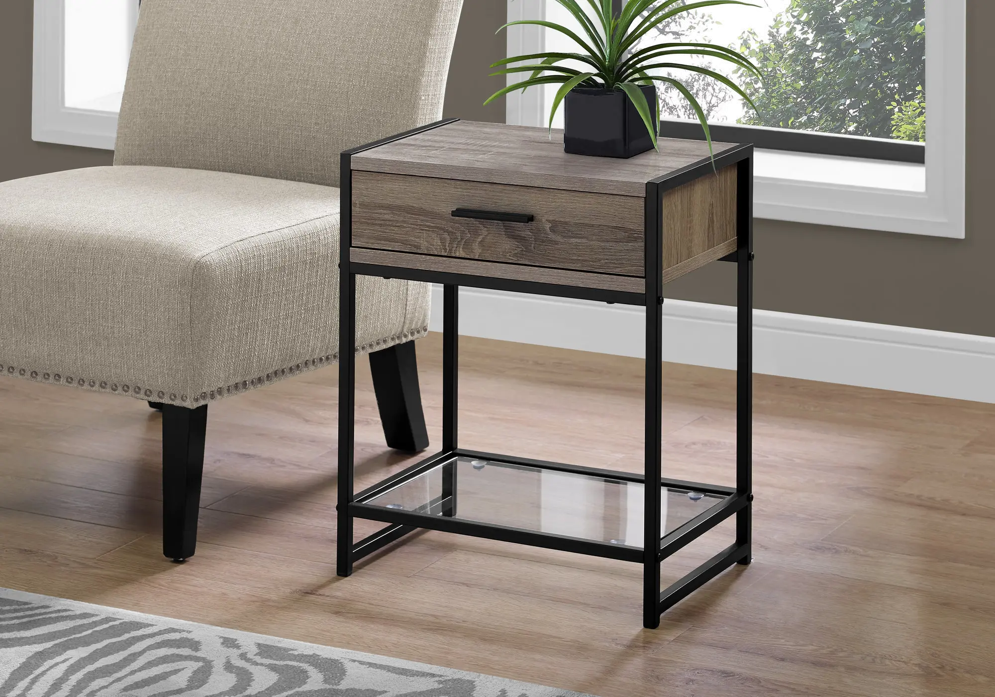Photos - Dining Table Monarch Specialties Industrial Taupe One Drawer Accent Table I 3501 