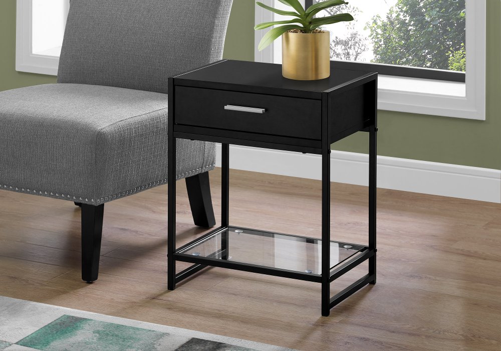 112562116 Industrial Black One Drawer Accent Table sku 112562116