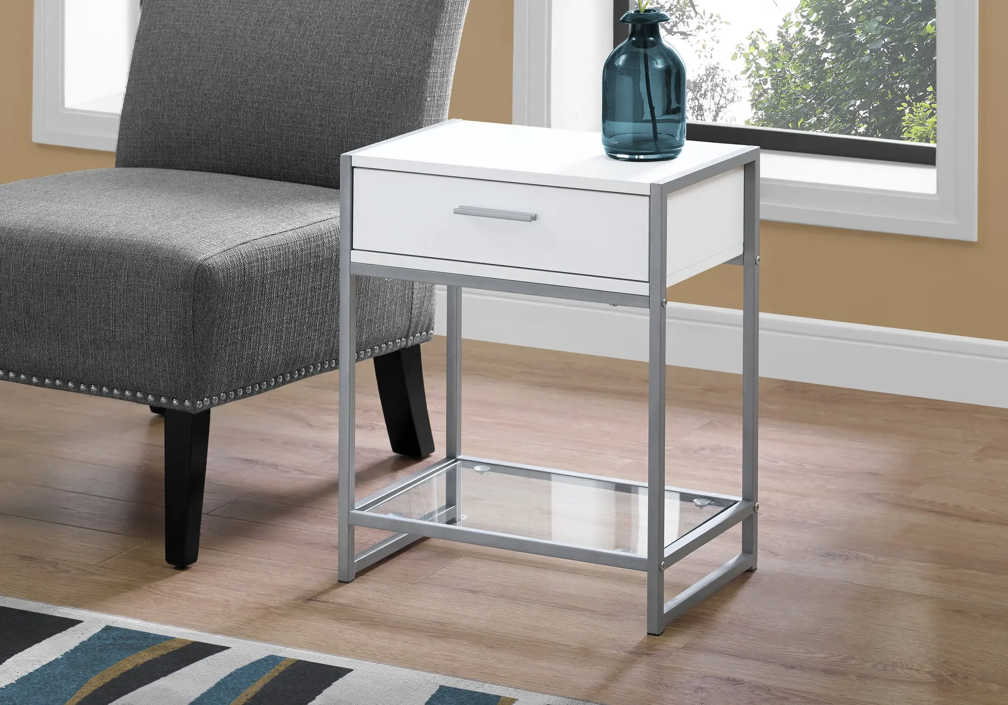 I3503 Industrial White One Drawer Accent Table sku I3503