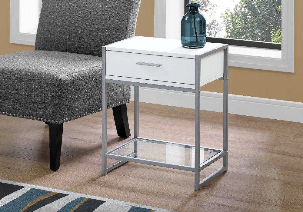 112562175 Industrial White One Drawer Accent Table sku 112562175