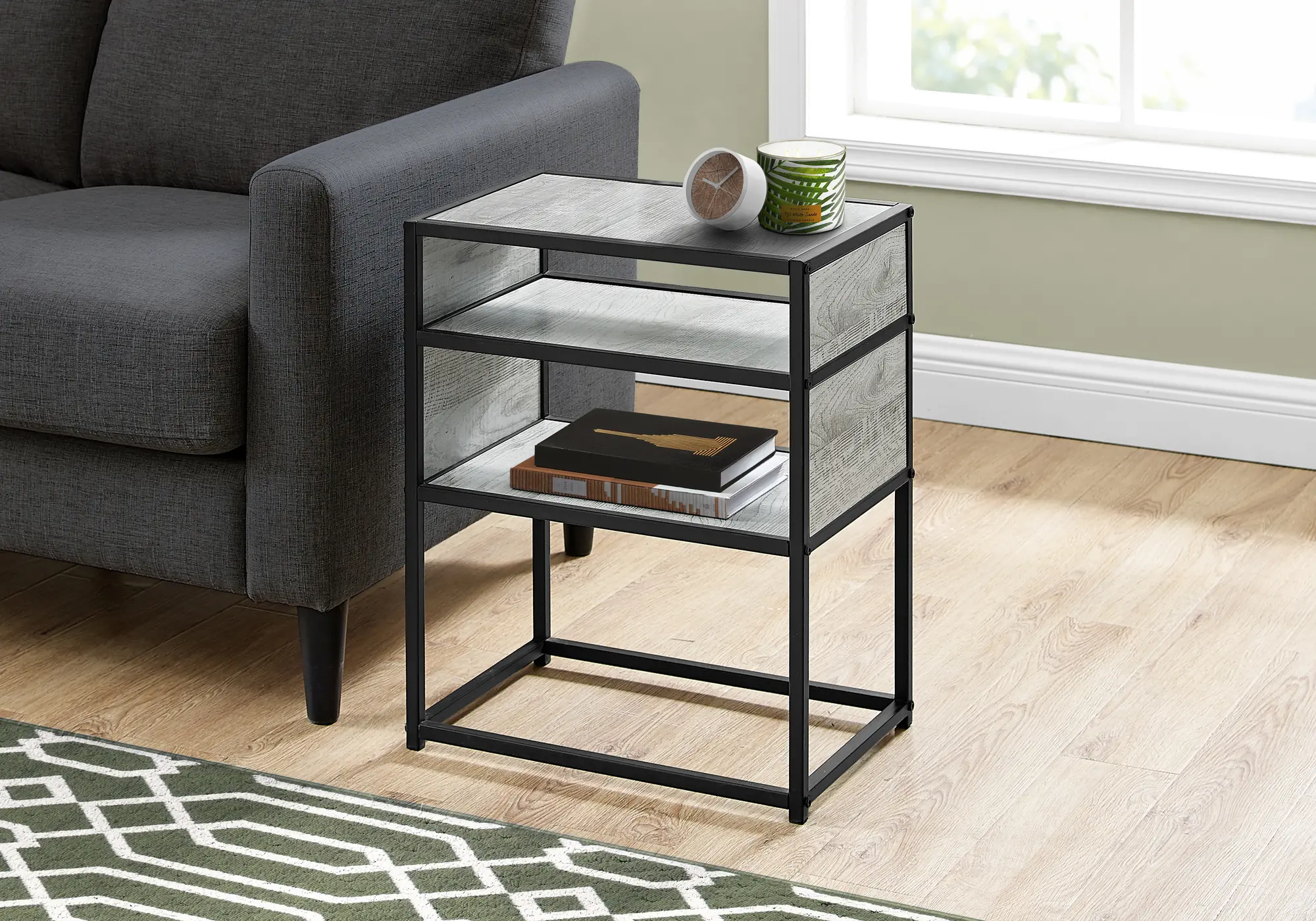 Industrial Grey Two Shelf Accent Table