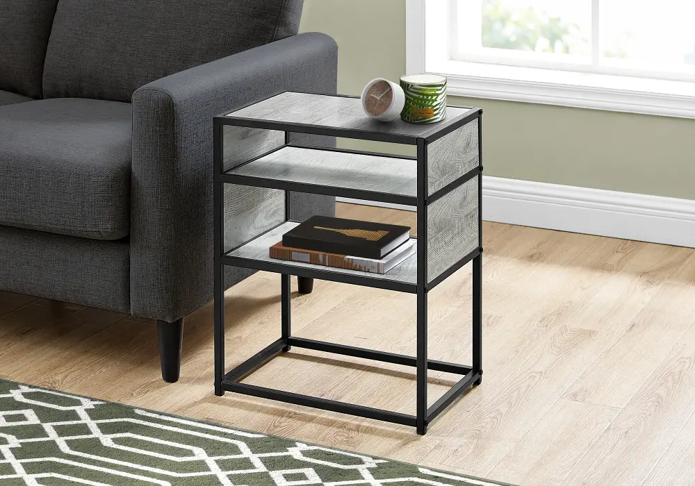Industrial Grey Two Shelf Accent Table-1