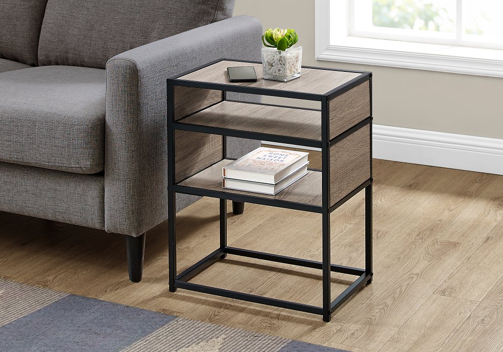 Industrial Taupe Two Shelf Accent Table