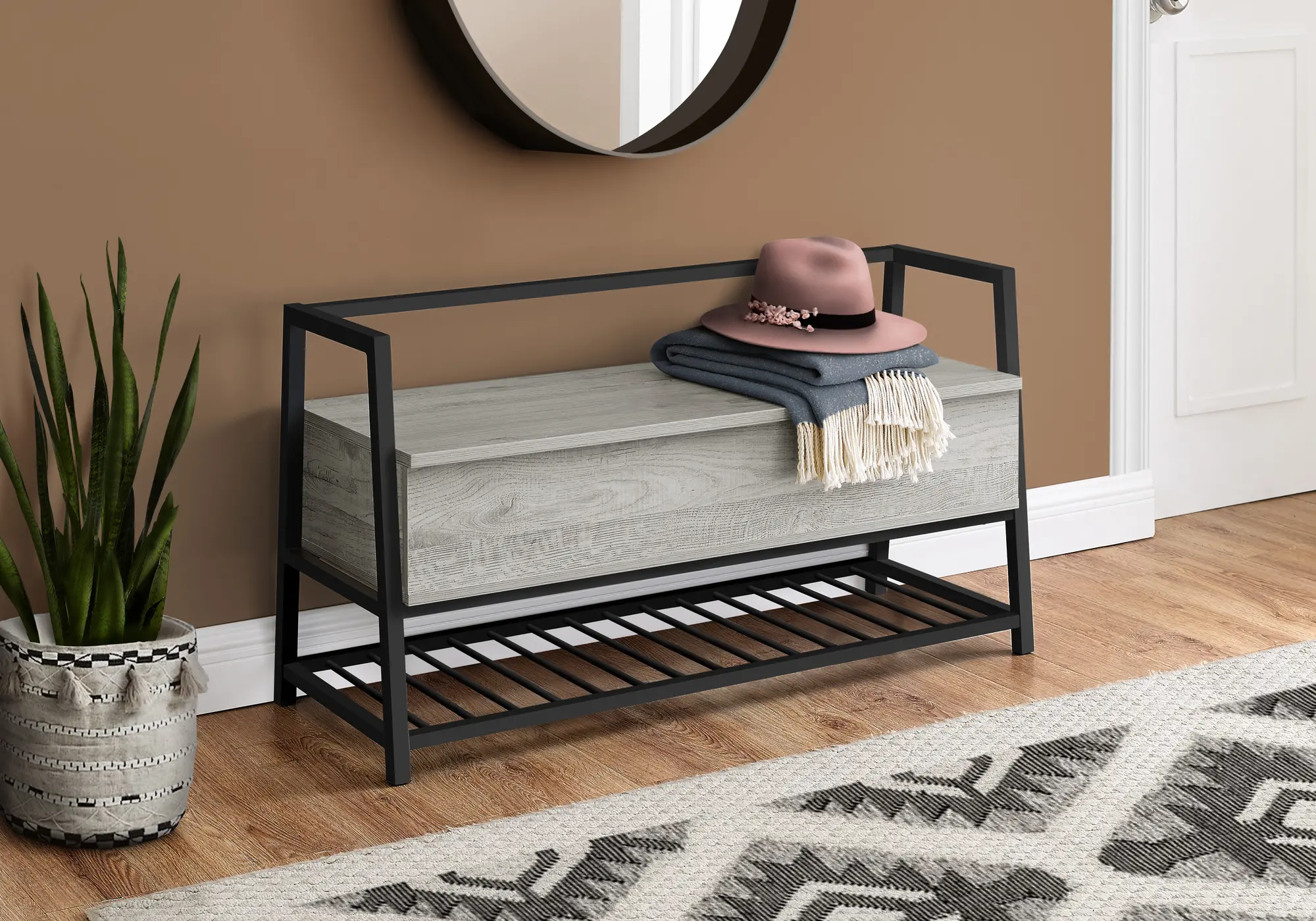 Photos - Other Furniture Monarch Specialties Industrial Grey Storage Bench I 4500 
