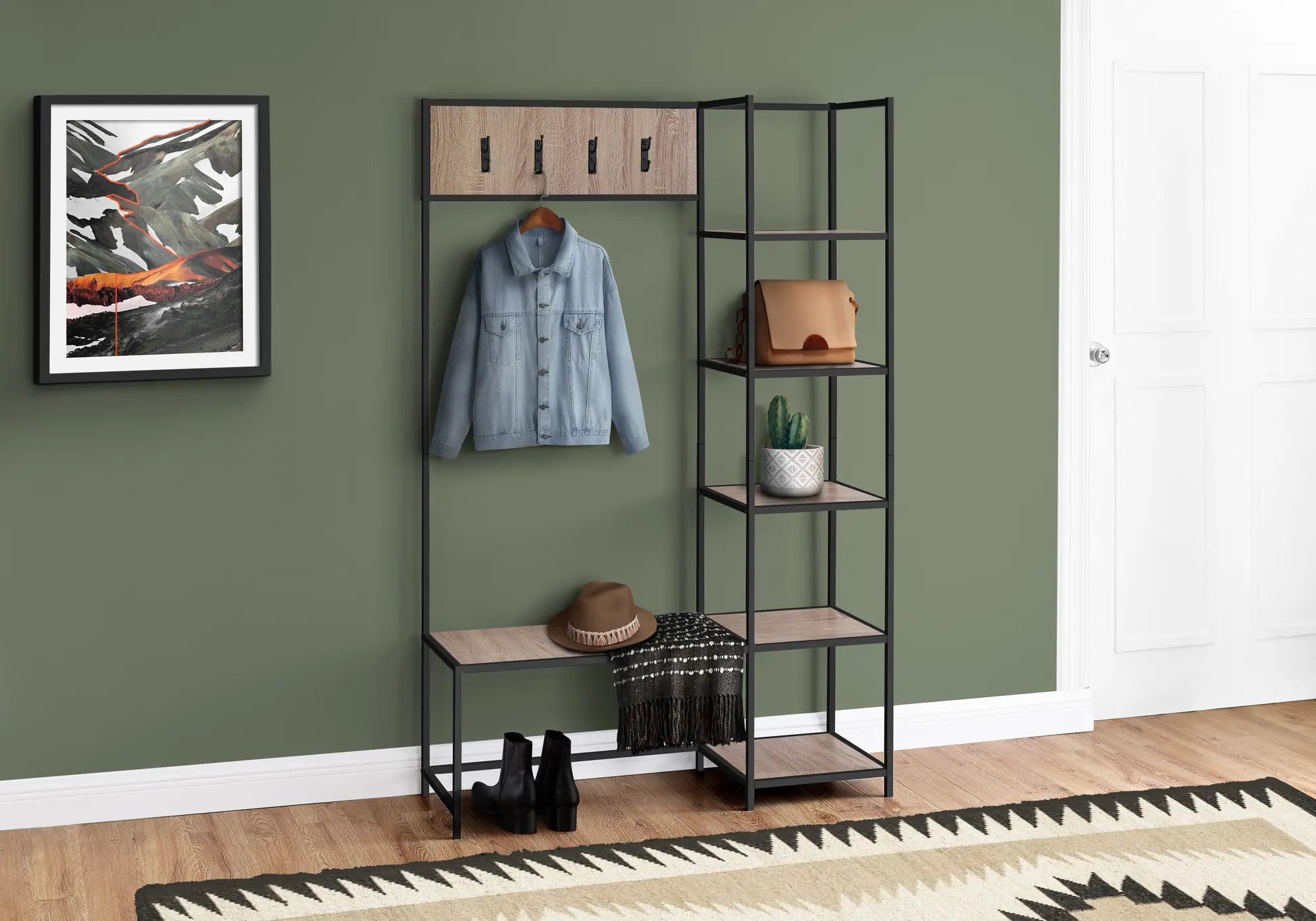 Photos - Display Cabinet / Bookcase Monarch Specialties Leverage Industrial Taupe Hall Tree I 4511 