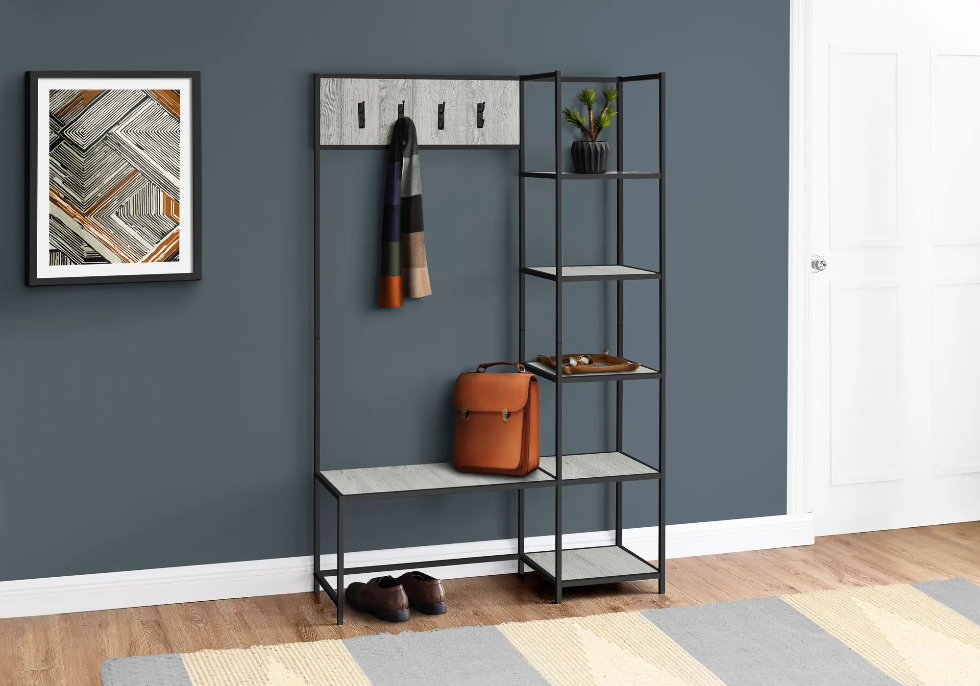 Photos - Display Cabinet / Bookcase Monarch Specialties Leverage Industrial Grey Hall Tree I 4512 