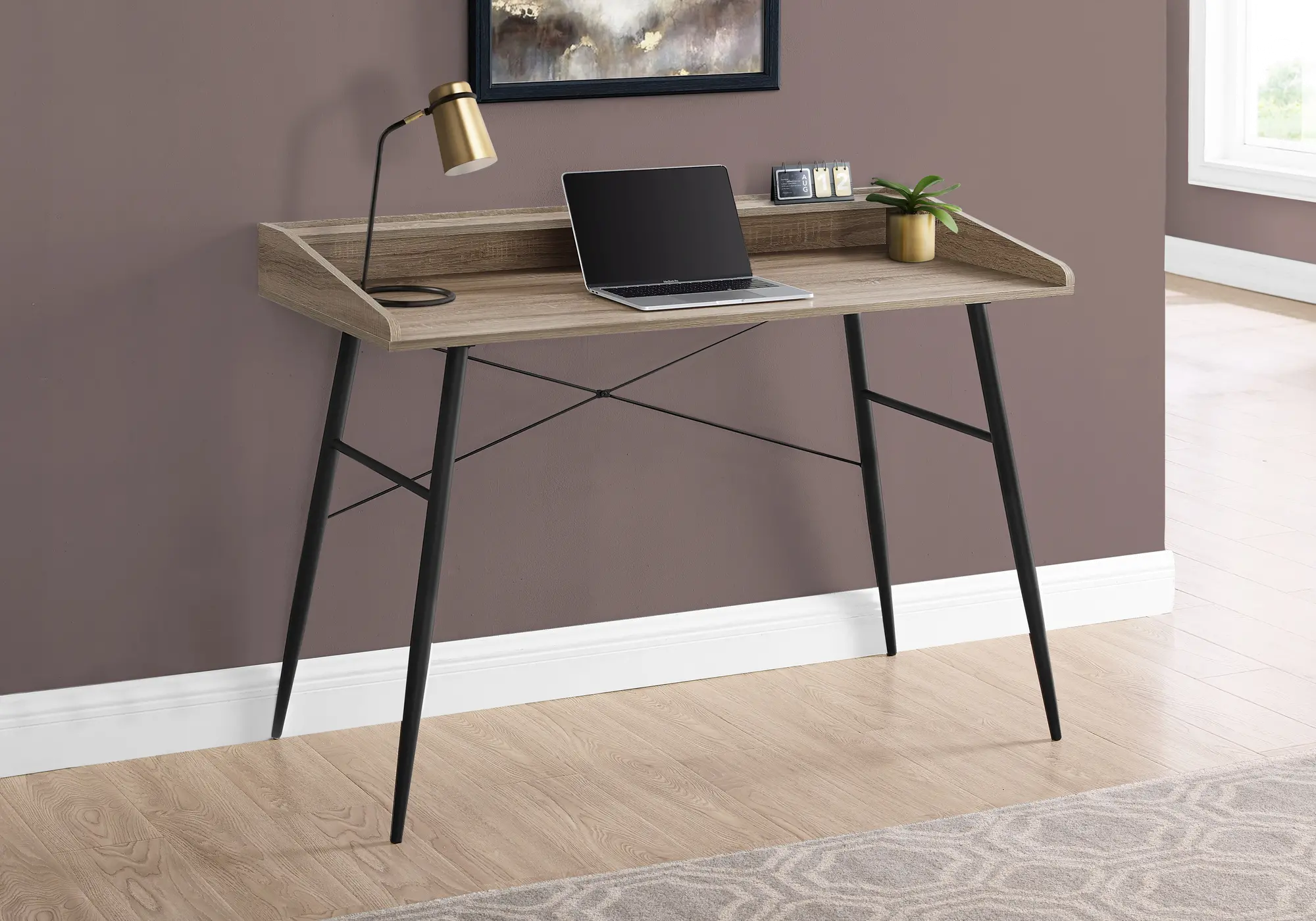 Photos - Office Desk Monarch Specialties Mid-Century Modern 48 Inch Taupe Computer Desk I 7536 