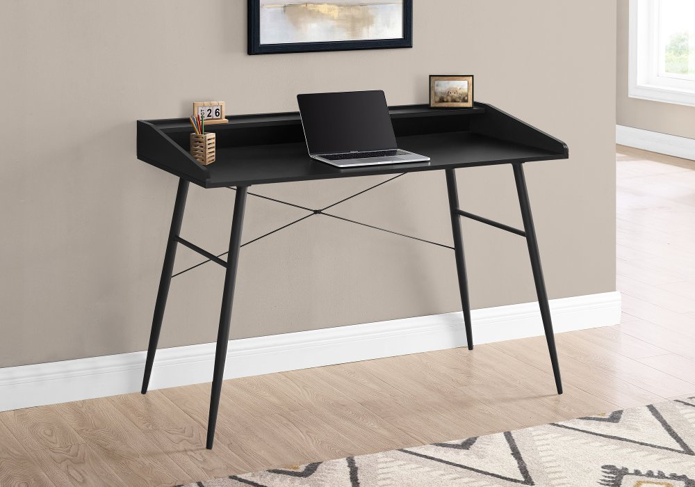 112562353 Mid-Century Modern 48 Inch Black Computer Desk sku 112562353