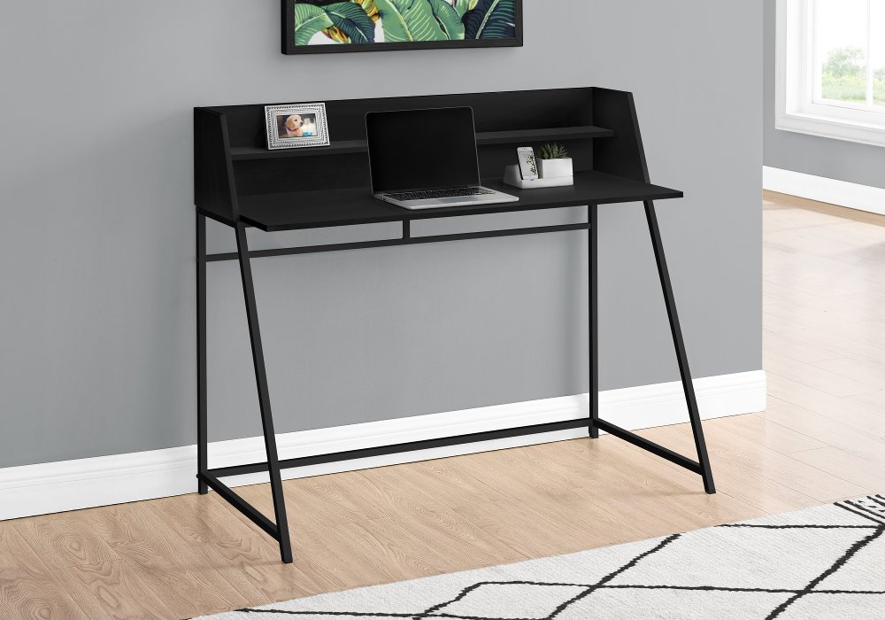 112562396 Mid-Century Modern 48 Black Computer Desk sku 112562396