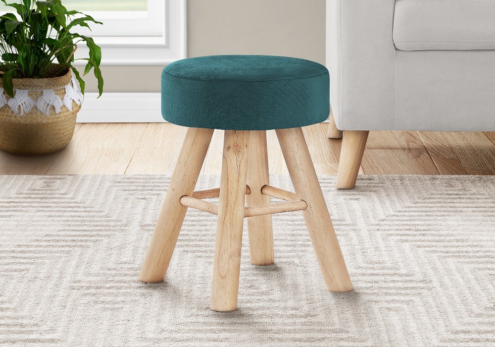 Contemporary Turquoise Velvet Ottoman