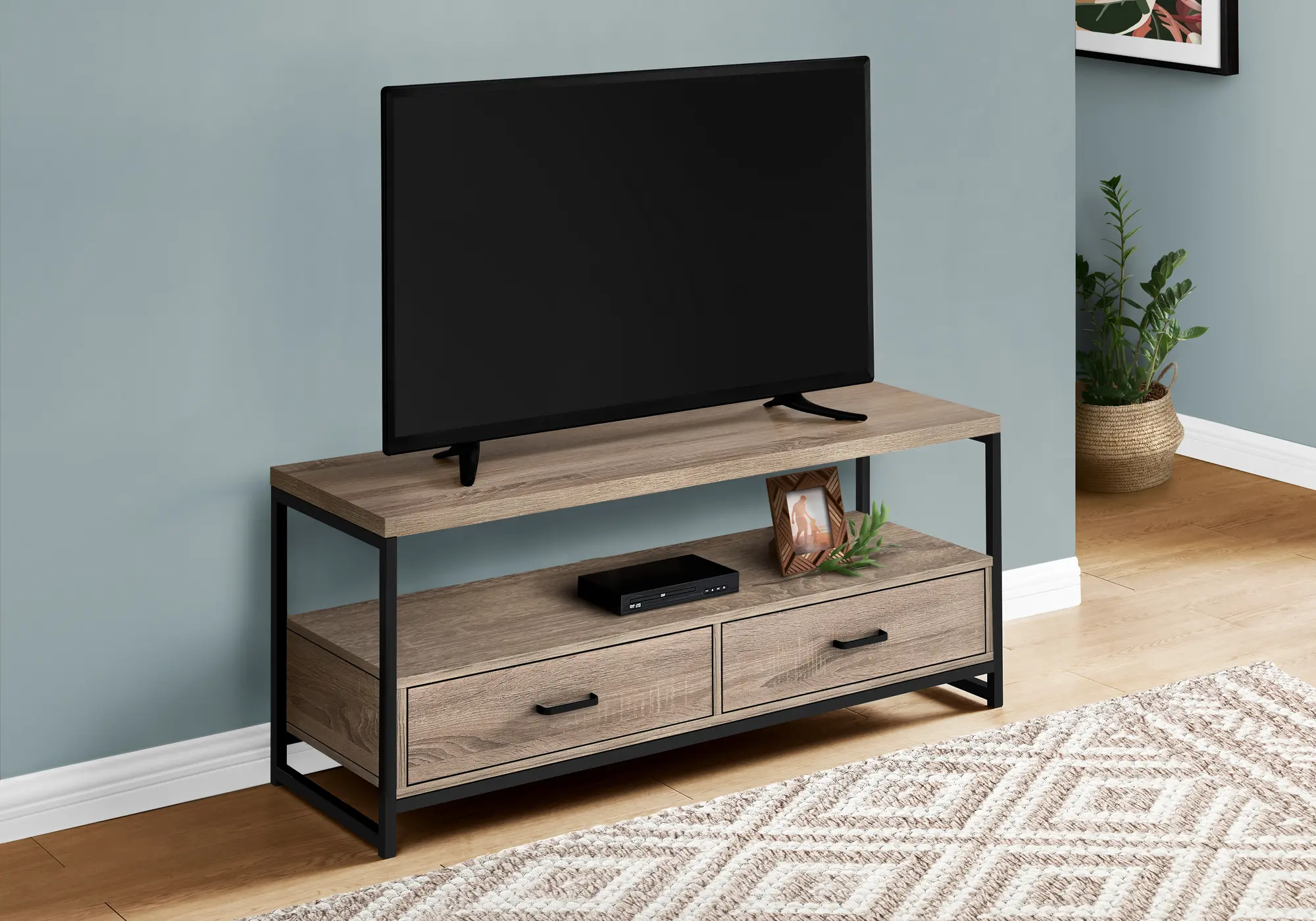 Contemporary 48 Inch Taupe TV Stand
