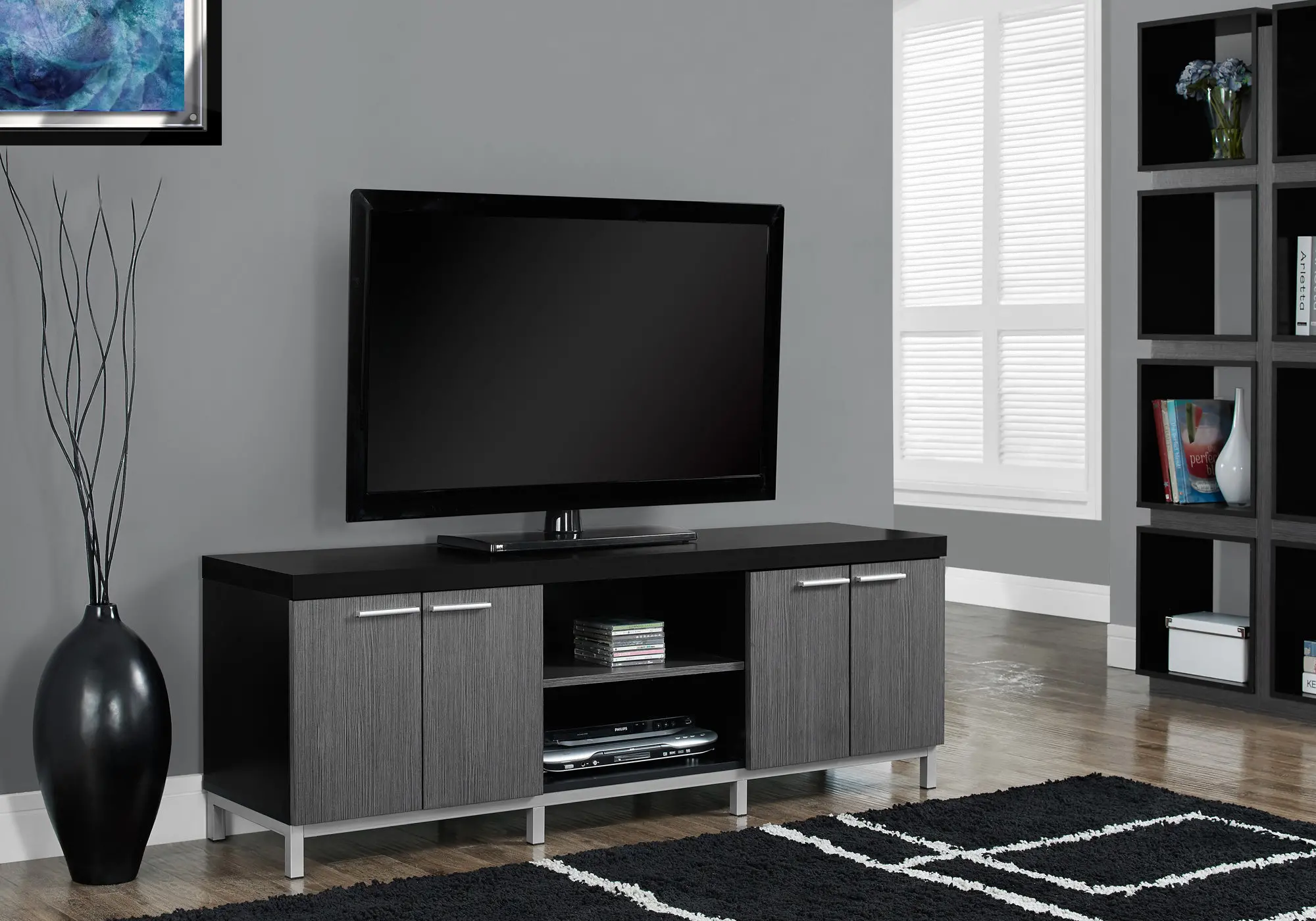 Photos - Mount/Stand Monarch Specialties Contemporary 60 Inch Black TV Stand I 2590 