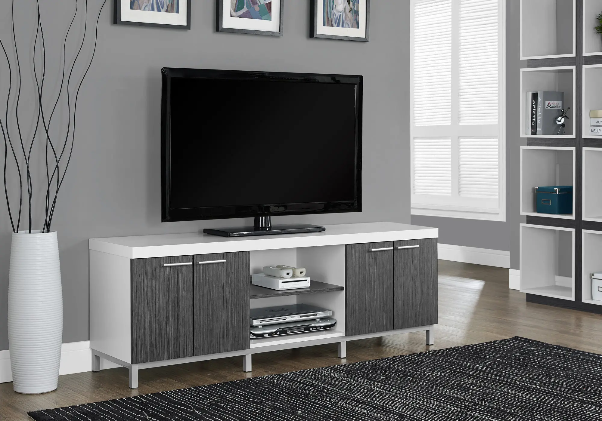 Photos - Mount/Stand Monarch Specialties Contemporary 60 Inch White TV Stand I 2591 