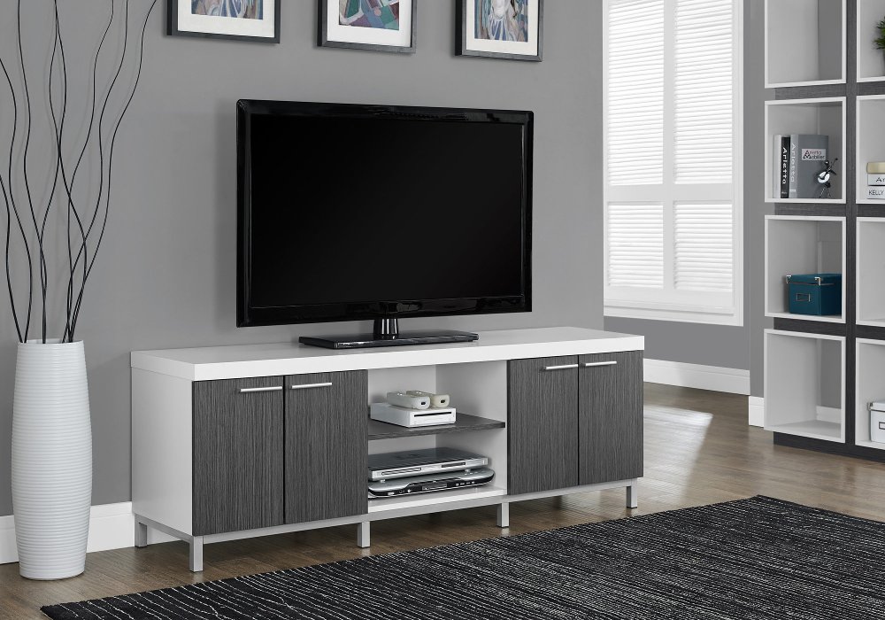 112562728 Contemporary 60 Inch White TV Stand sku 112562728