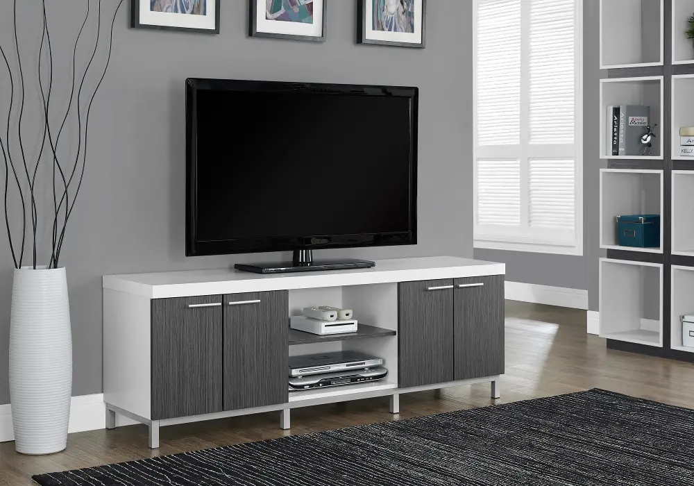 Contemporary 60 Inch White TV Stand-1