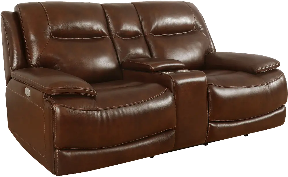 Colossus Brown Power Reclining Console Loveseat-1
