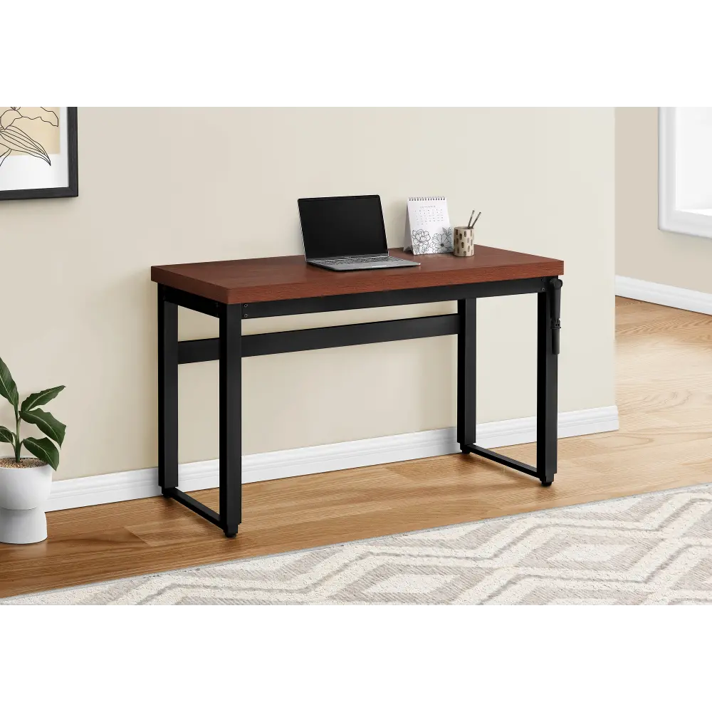 I 7676 Contemporary 48 Inch Cherry Adjustable Height Computer Desk-1