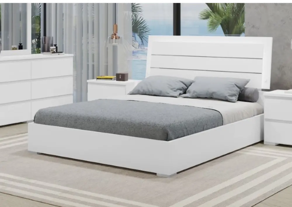 Bella Vista White Queen Platform Bed-1