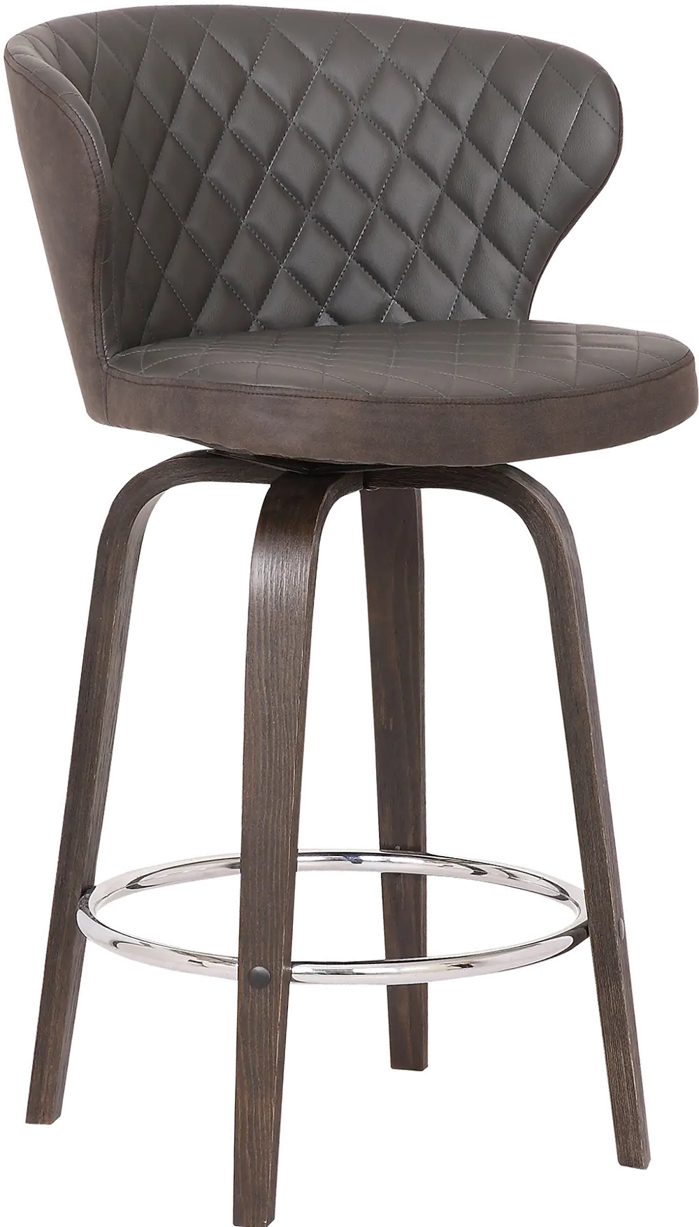 LCMTBAWABR26 Mynette Brown Faux Leather Swivel Counter Height Bar Stool-1