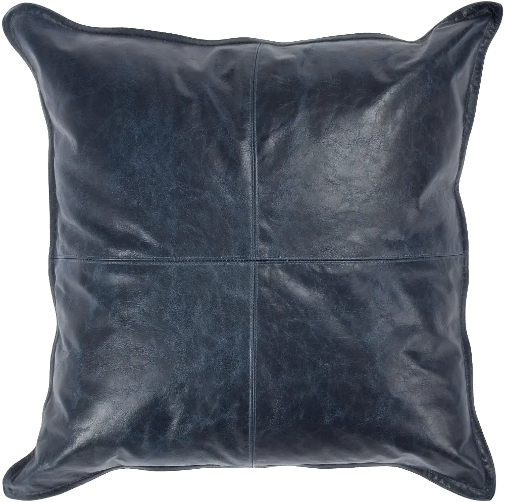 Naval Nightfall Blue Leather Throw Pillow-1