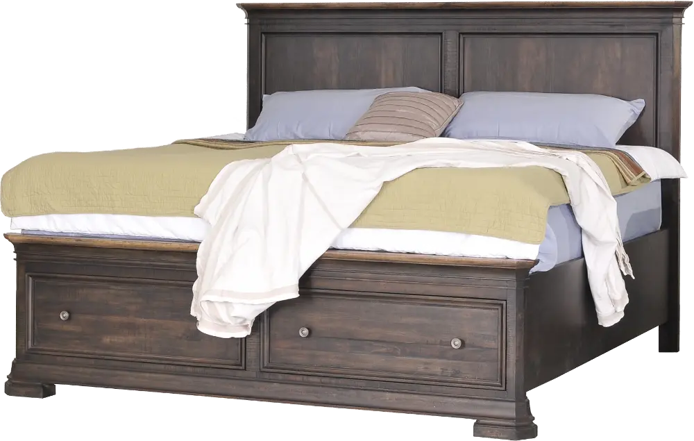 Grand Louie Brown Queen Storage Bed-1