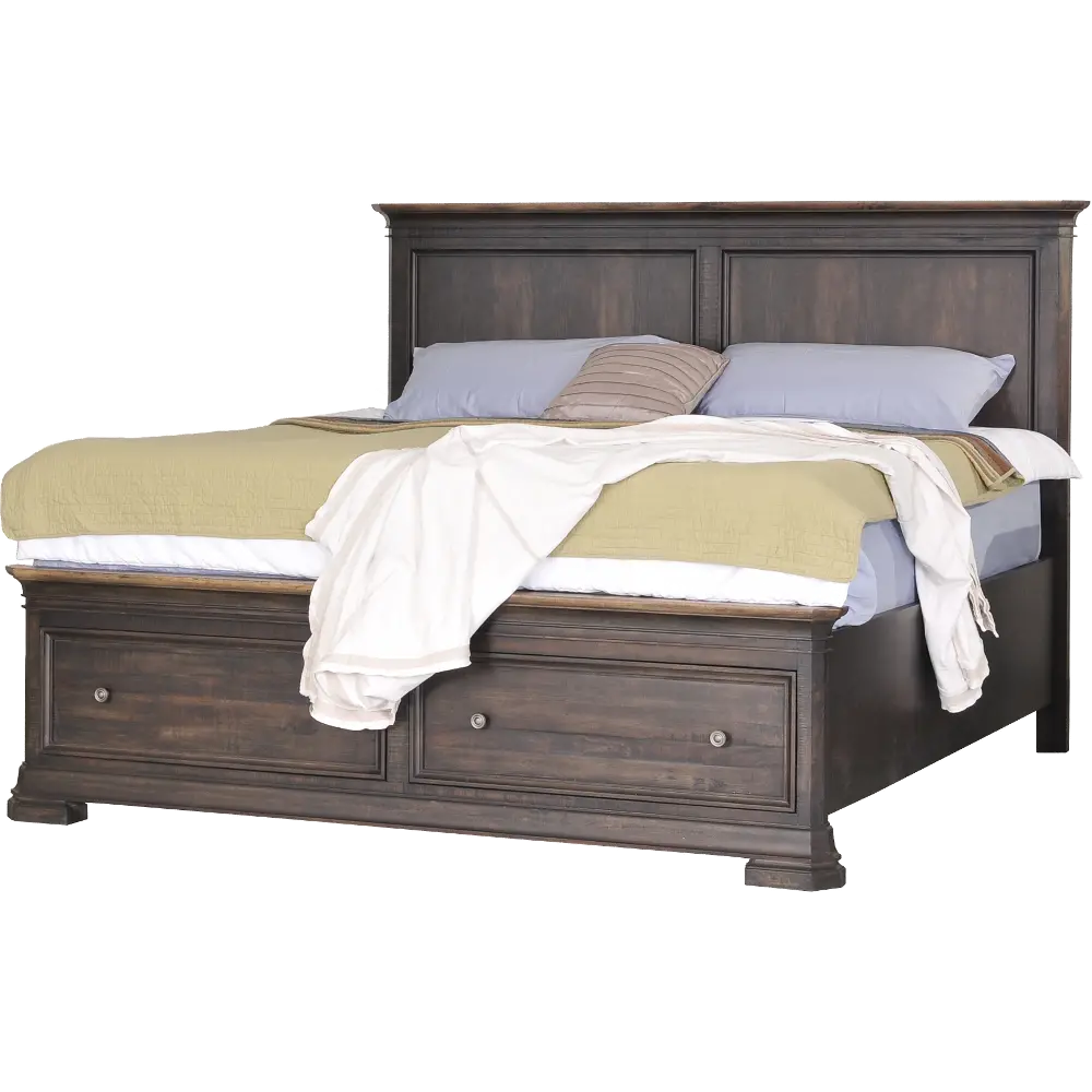 Grand Louie Brown Queen Storage Bed-1