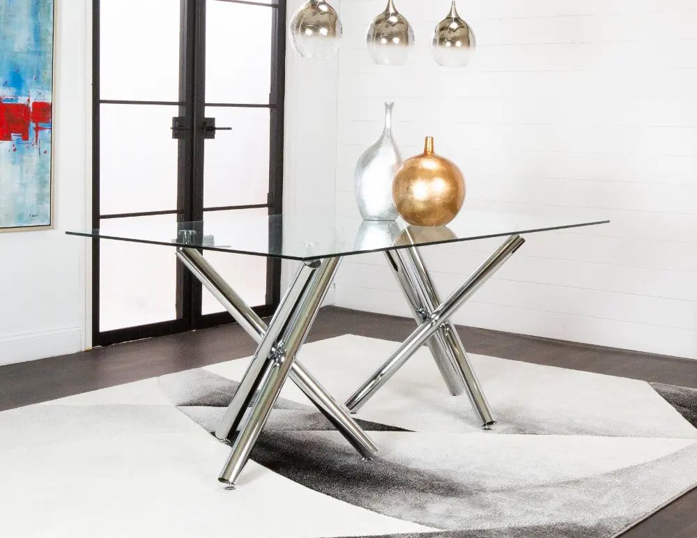 Dyane Glass and Chrome Dining Room Table-1