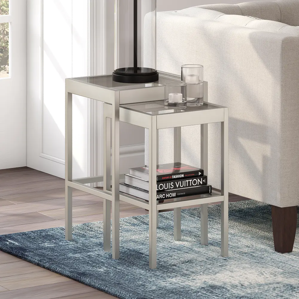 Alexis Modern Satin Nickel Nested Side Table Set-1