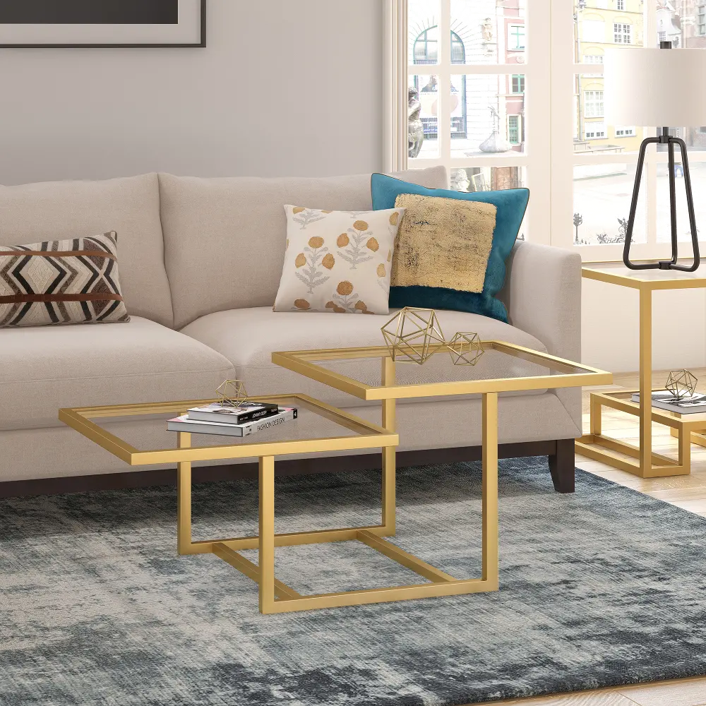 Amalie Glam Two Tier Brass Finish Coffee Table-1
