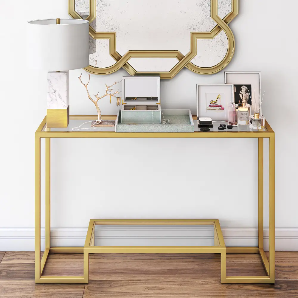 Athena Glam 48 Inch Brass Finish Console Table-1