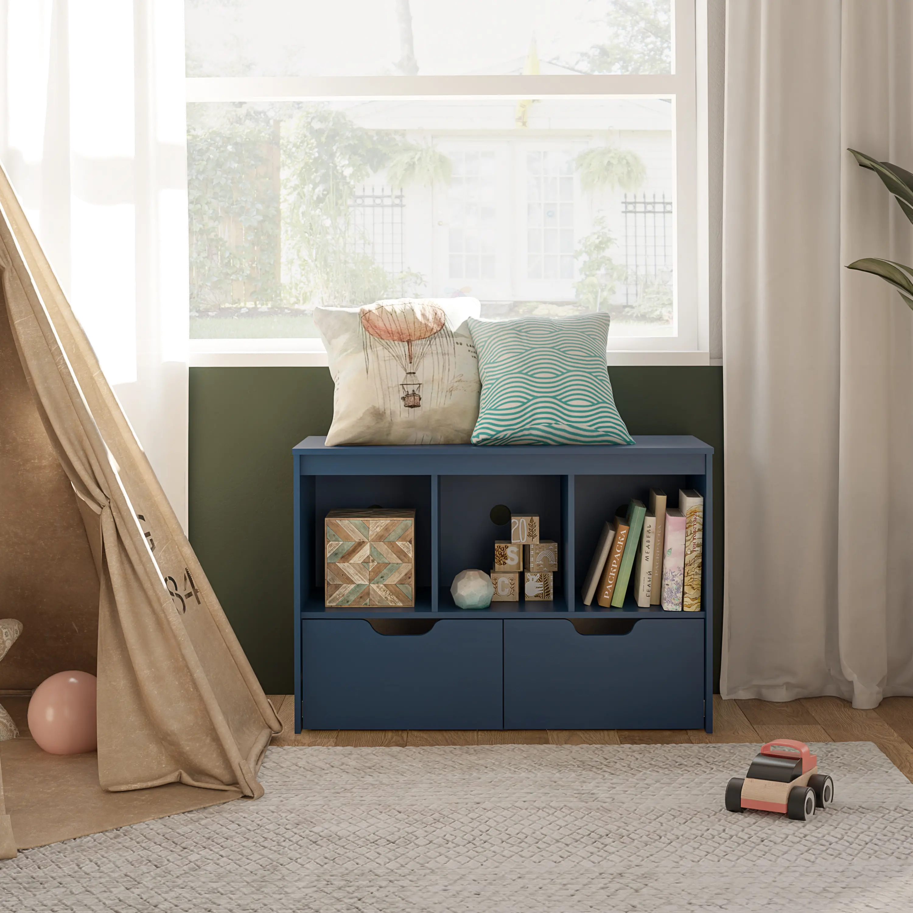 Tyler Navy Kids Storage Cube with Drawers