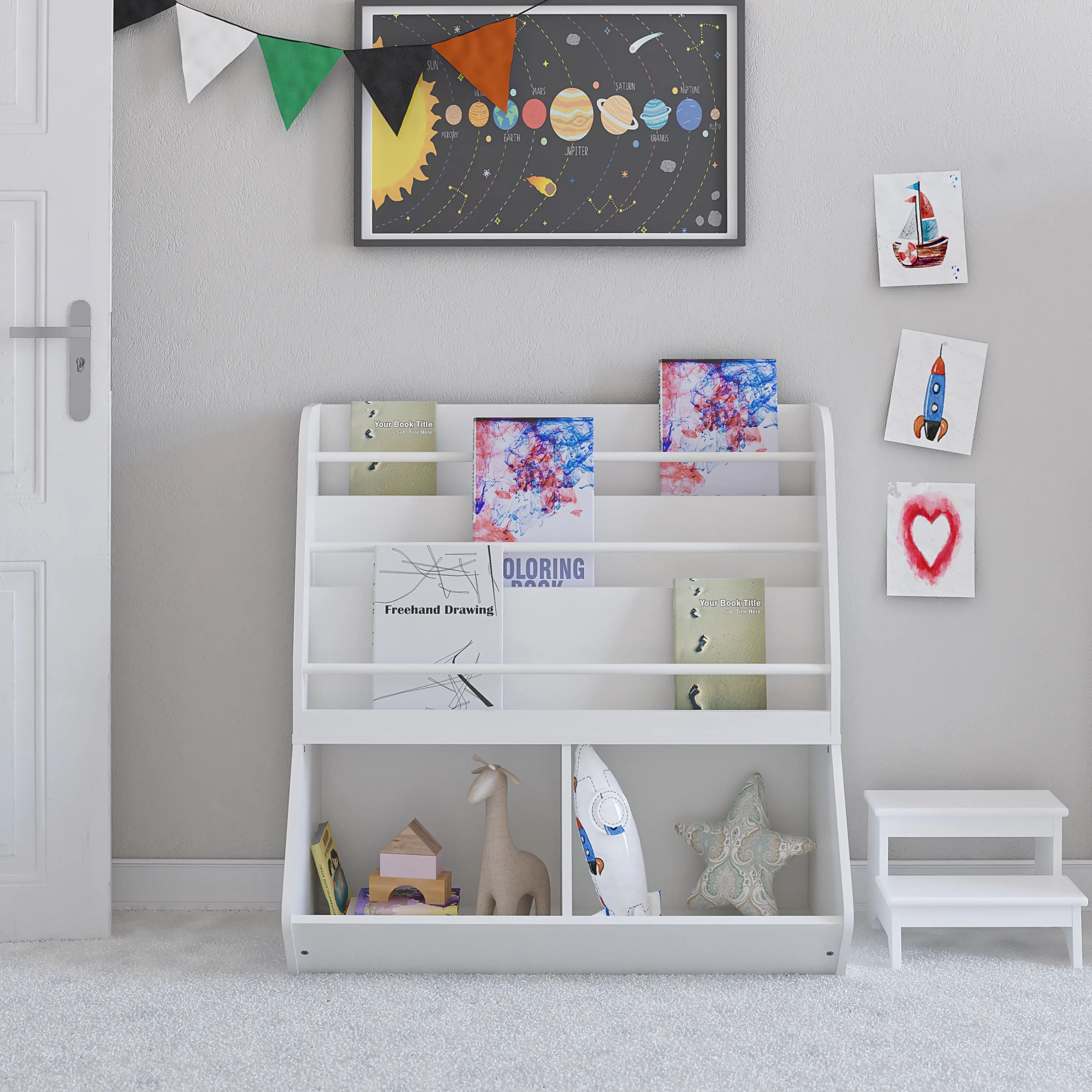 Tyler White Kids Book and Toy Storage