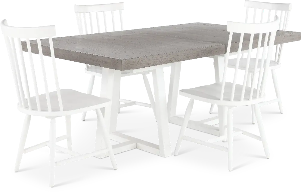 Palmetto Heights White and Gray 5 Piece Dining Set-1