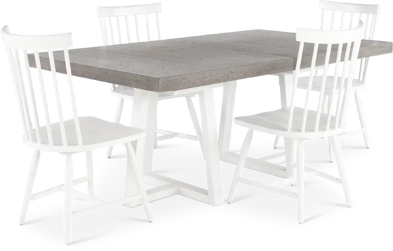 Palmetto Heights White and Gray 5 Piece Dining Set