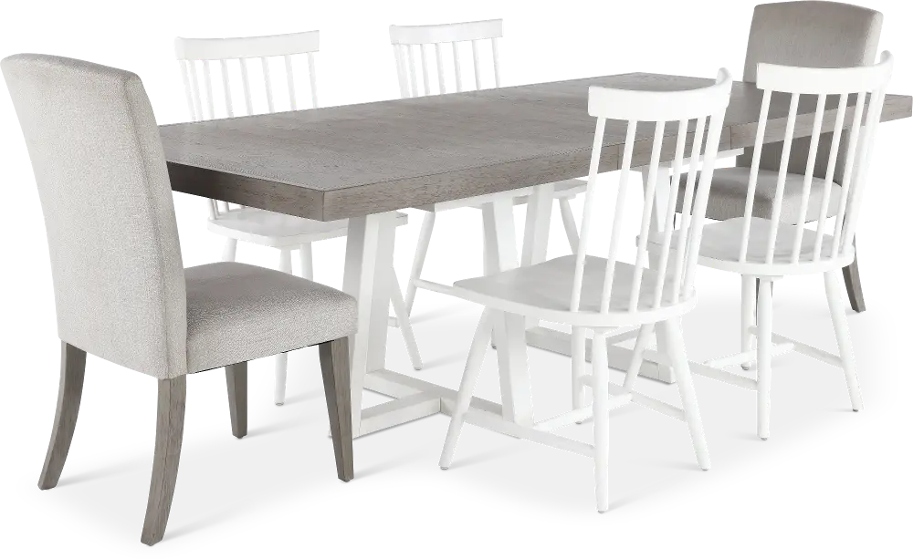 Palmetto Heights White and Gray 7 Piece Dining Set-1