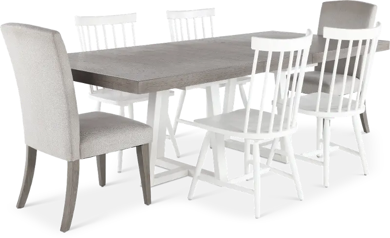 Palmetto Heights White and Gray 7 Piece Dining Set