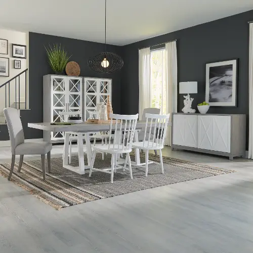Palmetto Heights White and Gray 7 Piece Dining Set RC Willey