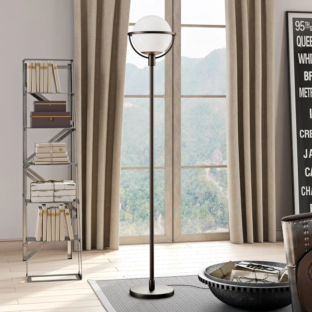 Cieonna Modern Blackened Bronze Globe & Stem Floor Lamp-1
