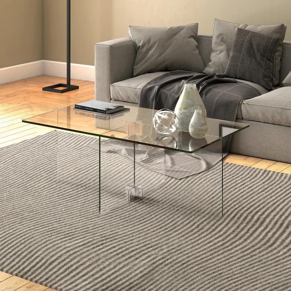Gehry Modern Clear Glass Coffee Table-1