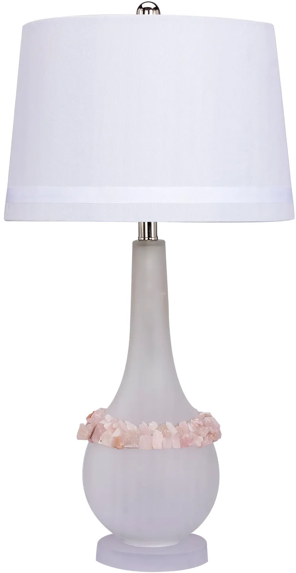 Glass and Pink Stone 3-Way Lamp-1