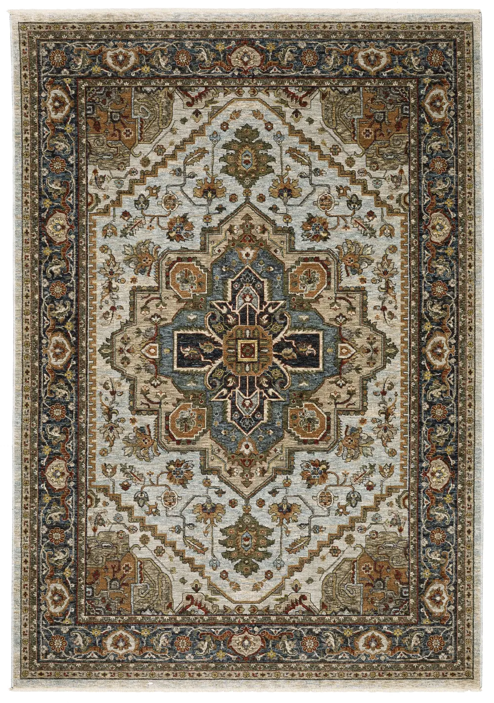 Aberdeen 5 x 8 Ivory and Blue Area Rug-1