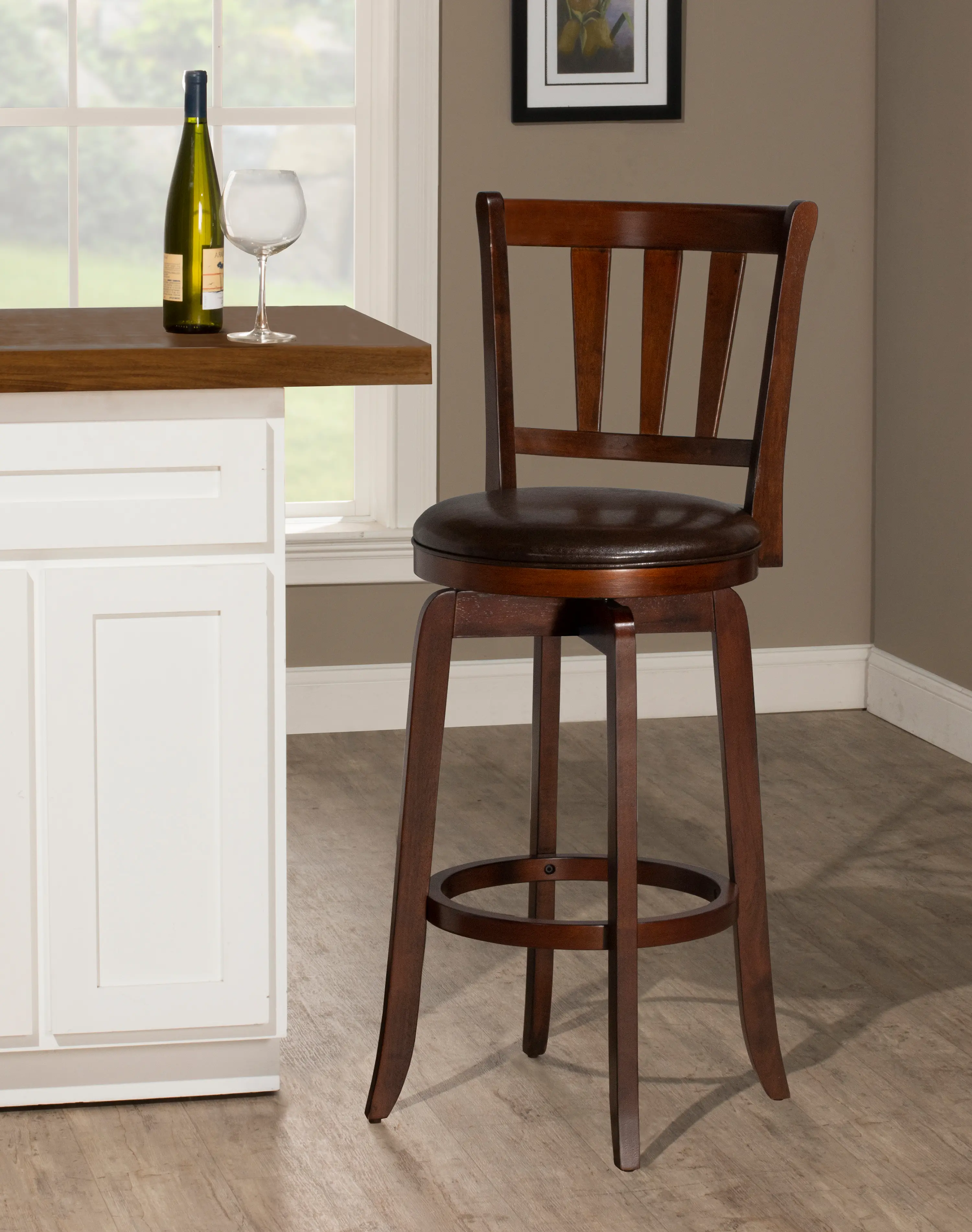 Presque Isle Traditional Cherry Swivel Bar Height Stool