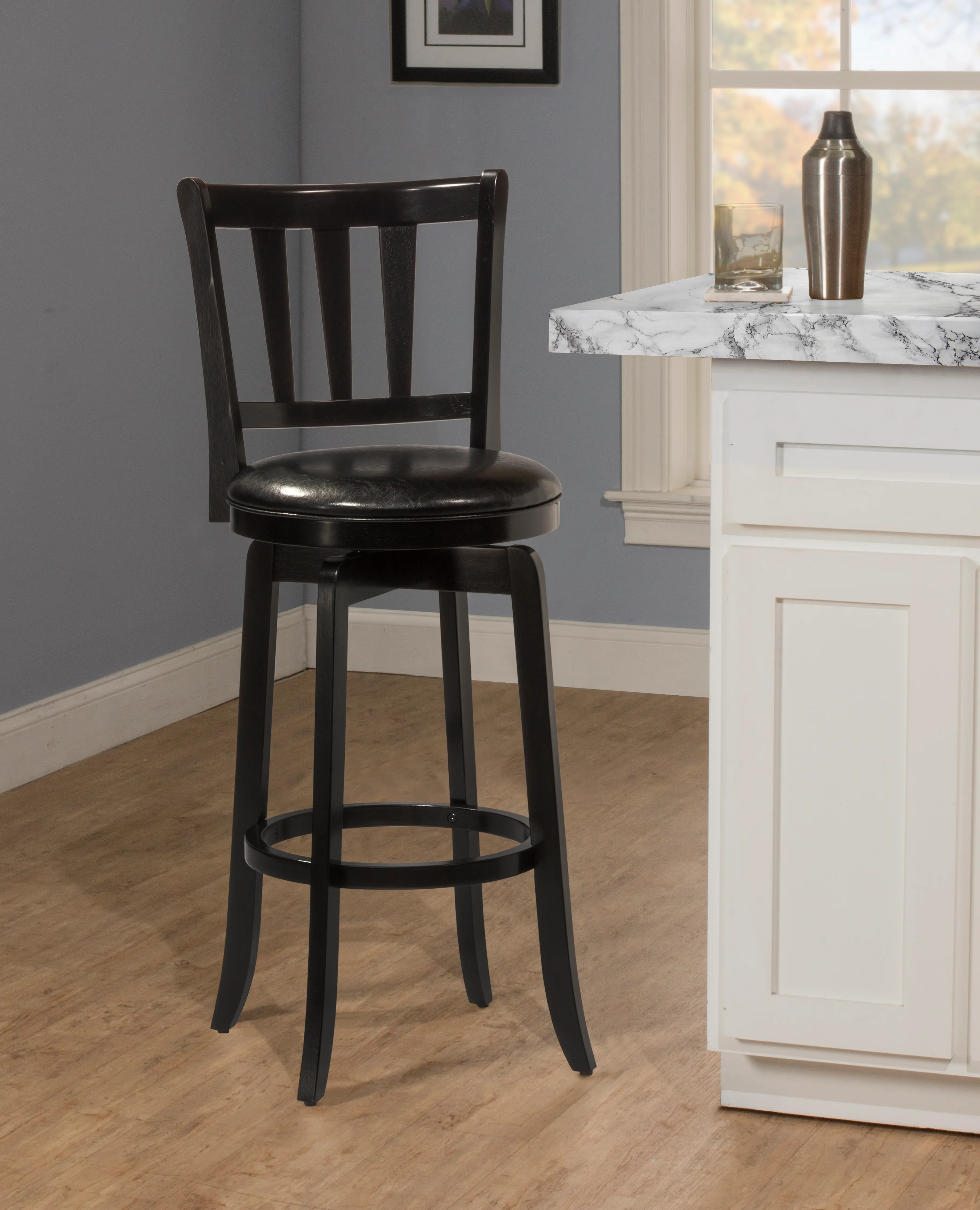 Presque Isle Traditional Black Swivel Bar Height Stool